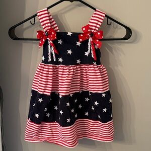 Patriotic Star and Stripe Dress with Bows